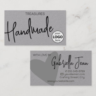 Chic Grey Handmade Crafts Simple Clean Kraft Logo Business Card