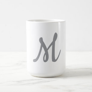 Chic Grey Initial Letter Monogram Modern Coffee Mug