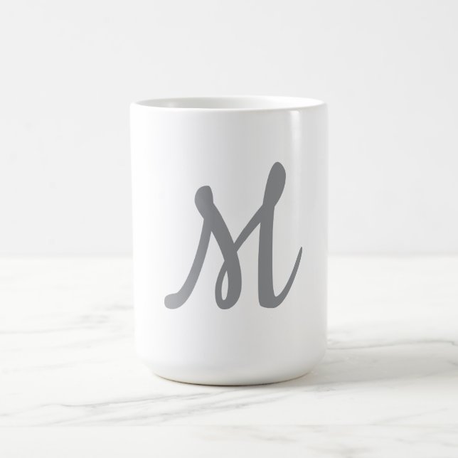 Chic Grey Initial Letter Monogram Modern Coffee Mug (Center)