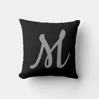 Chic Grey Initial Letter Monogram Modern Cushion