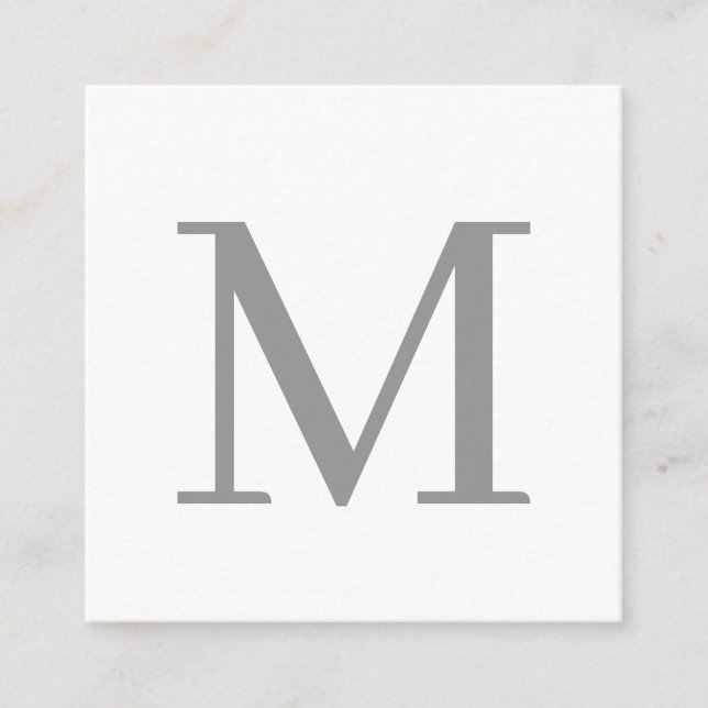Chic Grey Initial Letter Monogram Modern Enclosure Card (Front)