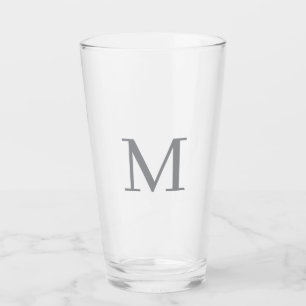 Chic Grey Initial Letter Monogram Modern Glass