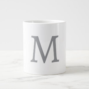 Chic Grey Initial Letter Monogram Modern Large Coffee Mug