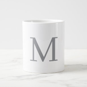 Chic Grey Initial Letter Monogram Modern Large Coffee Mug
