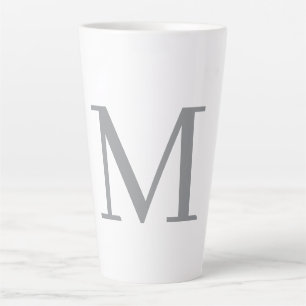 Chic Grey Initial Letter Monogram Modern Latte Mug