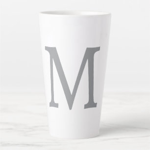 Chic Grey Initial Letter Monogram Modern Latte Mug