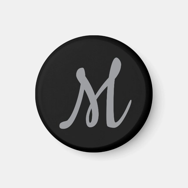 Chic Grey Initial Letter Monogram Modern Magnet (Front)