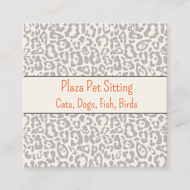 Chic Grey Leopard Print Business Card (Front)