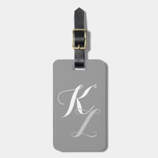 Chic Grey Luggage Tag (Front Vertical)