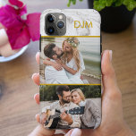 Chic Grey Marble and Gold Initials and 2 Photo iPhone 11 Pro Max Case<br><div class="desc">Chic photo phone case which you can customise with 2 of your favourite photos as well as your initials. The design has a grey marble background with gold borders and typography. Designed for iphone 11 Pro Max but will fit many other models. If you choose a different model and it...</div>