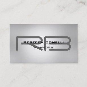 Chic Grey Monogram Manager Business Card