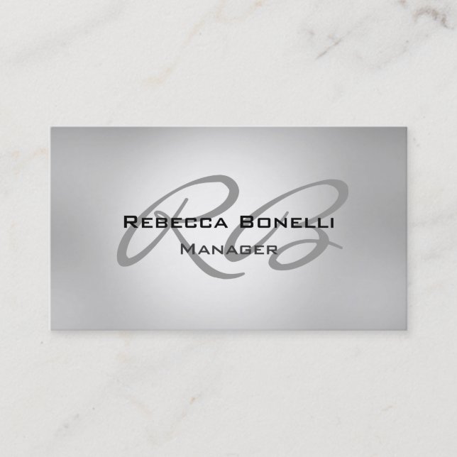 Chic Grey Monogram Manager Business Card (Front)