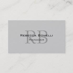 Chic Grey Monogram Manager Business Card