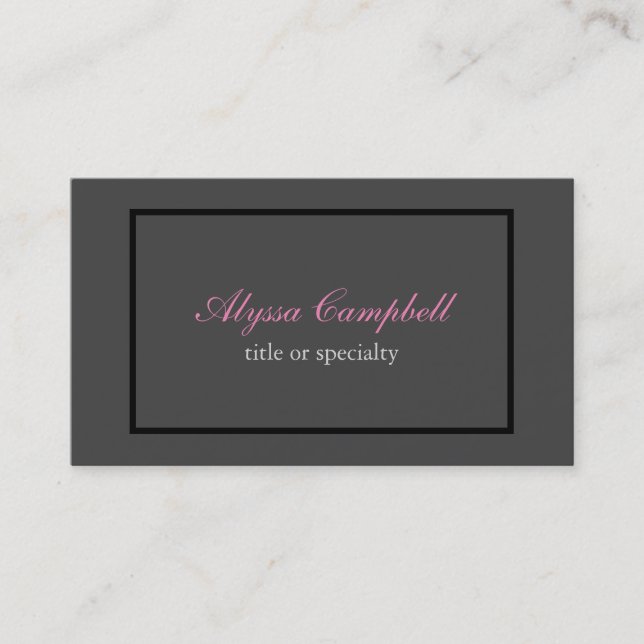 Chic Grey Professional Classical Handwriting Business Card (Front)