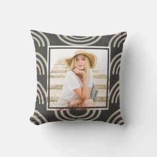 Chic Grey Rainbow Photo Cushion