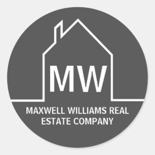 Chic Grey Real Estate Company Monogram Realtor Classic Round Sticker