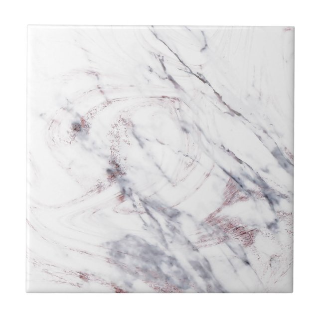  Chic Grey Rose Gold Metallic Marble Look Glamour Tile (Front)