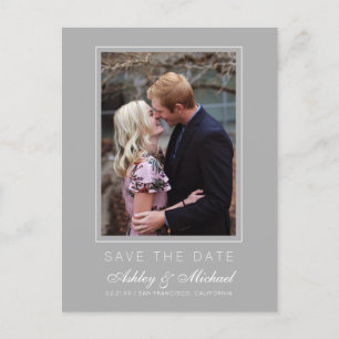 Chic Grey Save the Date Engagement Photo Announcement Postcard