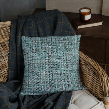 Chic Grey Seafoam Blue Green Boucle Woven Pattern