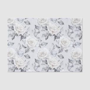Chic Grey Silver White Floral Wedding Tissue Paper