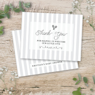 Chic Grey Striped Tennis Preppy Thank You Cards