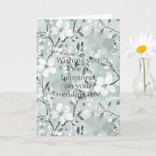 Chic Grey White Blue Floral Wedding Card
