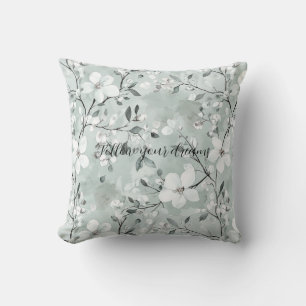 Chic Grey White Flowers Cushion