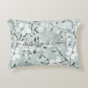 Chic Grey White Flowers Decorative Cushion