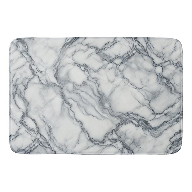 Chic Grey & White Marble Look Glamour Bath Mat (Front)