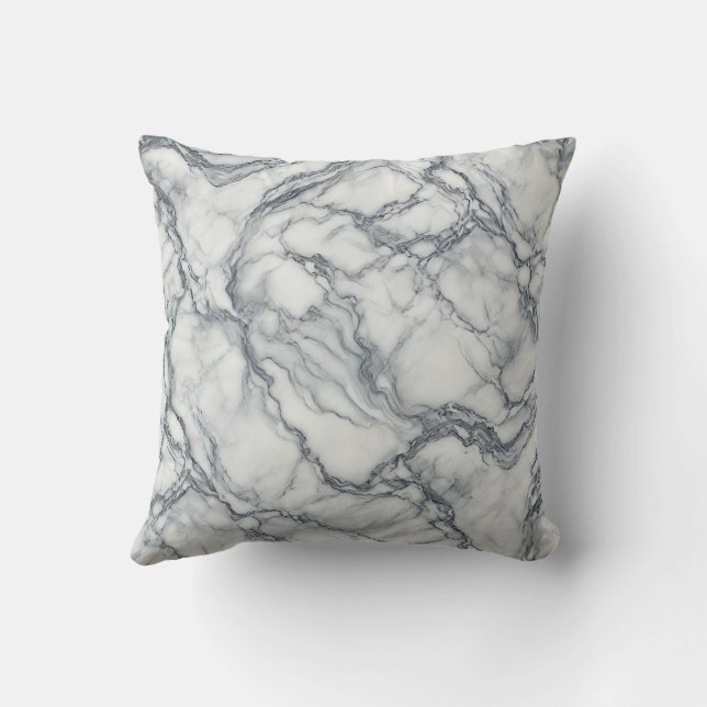 Chic Grey & White Marble Look Glamour Cushion (Back)
