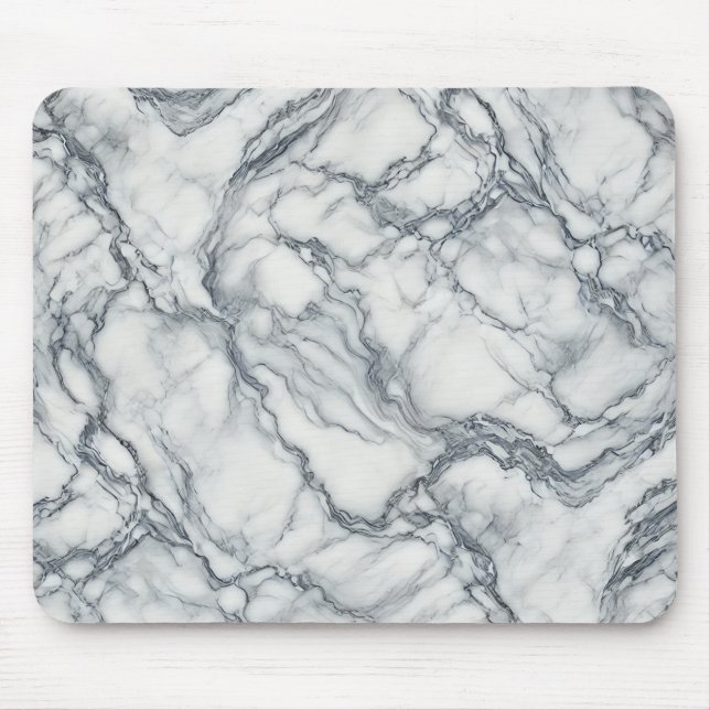 Chic Grey & White Marble Look Glamour Mouse Mat (Front)