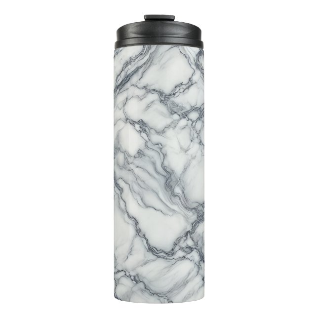 Chic Grey & White Marble Look Glamour Thermal Tumbler (Front)