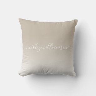 Chic Grey White Ombre Effect Monogram Name Cushion