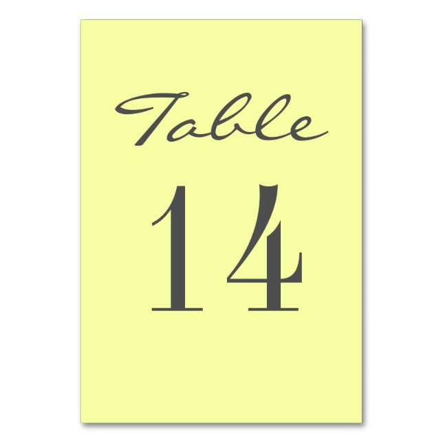 Chic Grey Yellow Elegant Wedding Table Number (Back)