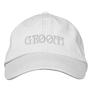Chic Groom blush pink text white Embroidered Hat