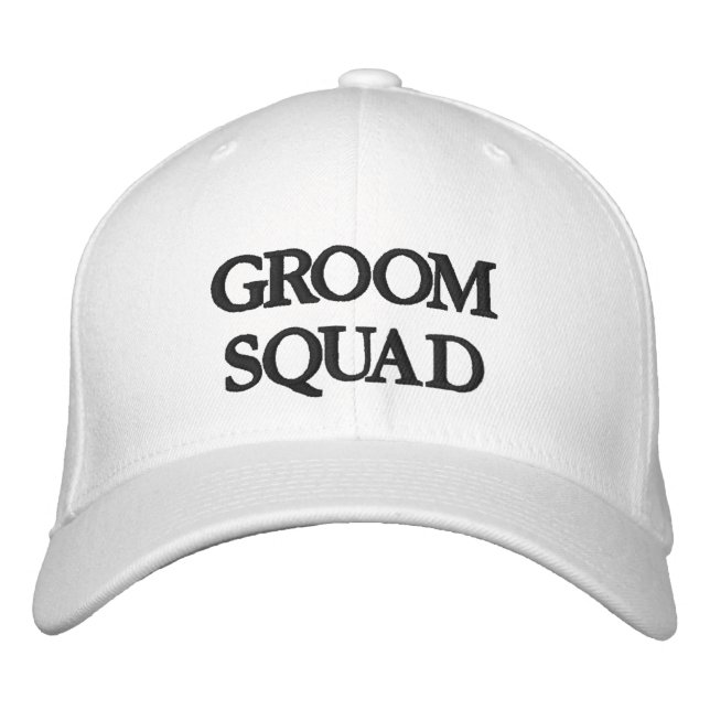 Chic Groom Squad black and white wedding  Embroidered Hat (Front)