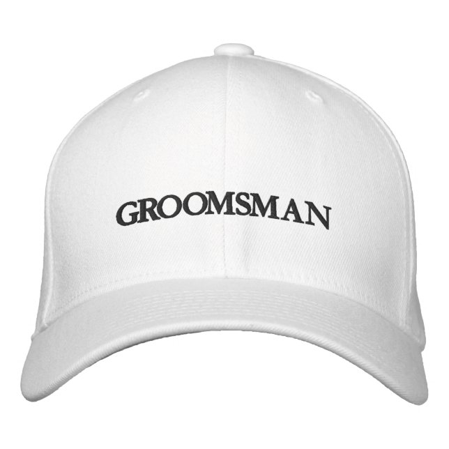Chic Groomsman black and white wedding Embroidered Hat (Front)