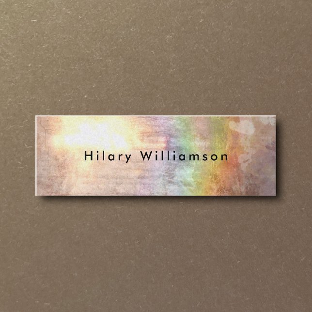 Chic Grunge Rainbow Holograph Stone Abstract Art Mini Business Card (Creator Uploaded)