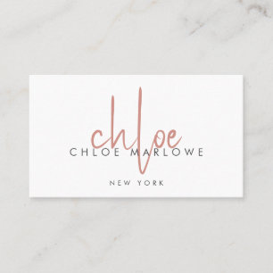 Chic Hair Stylist Minimalist Monogram Business Card
