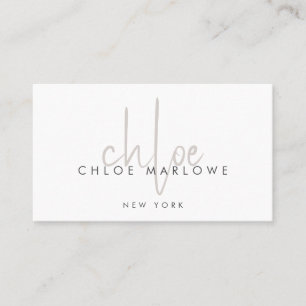 Chic Hair Stylist Minimalist Monogram Business Card