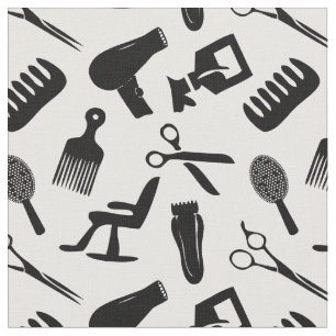 Chic Hair Stylist Pattern Fabric