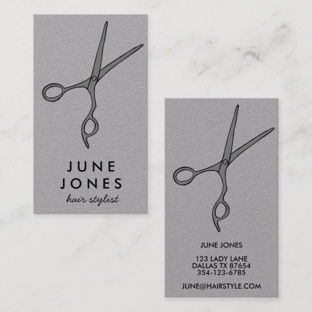 Chic Hair Stylist Scissors Salon Minimal Elegant  Business Card (Front/Back)