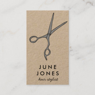 Chic Hair Stylist Scissors Salon Minimal Kraft Business Card