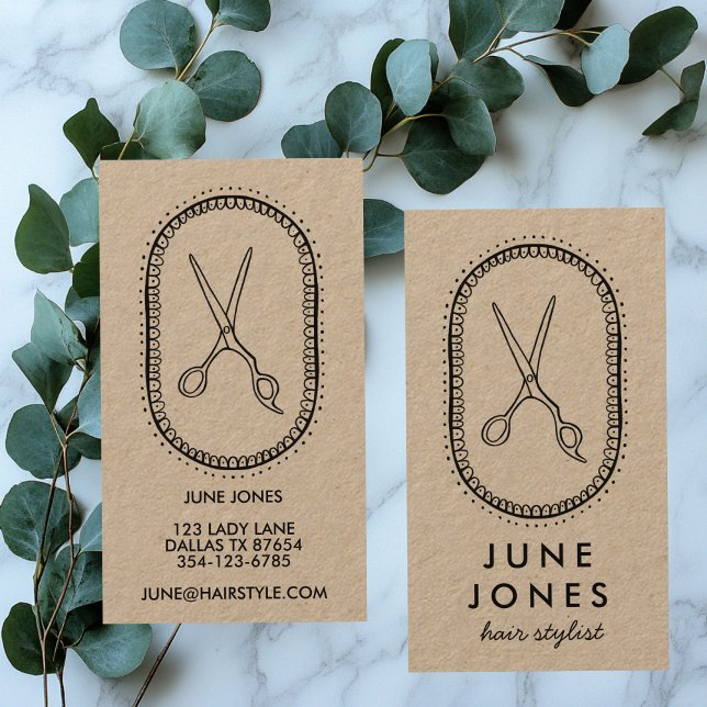 Chic Hair Stylist Scissors Salon Minimal Kraft Business Card (Chic Hair Stylist Scissors Salon Minimal Kraft Business Card
)