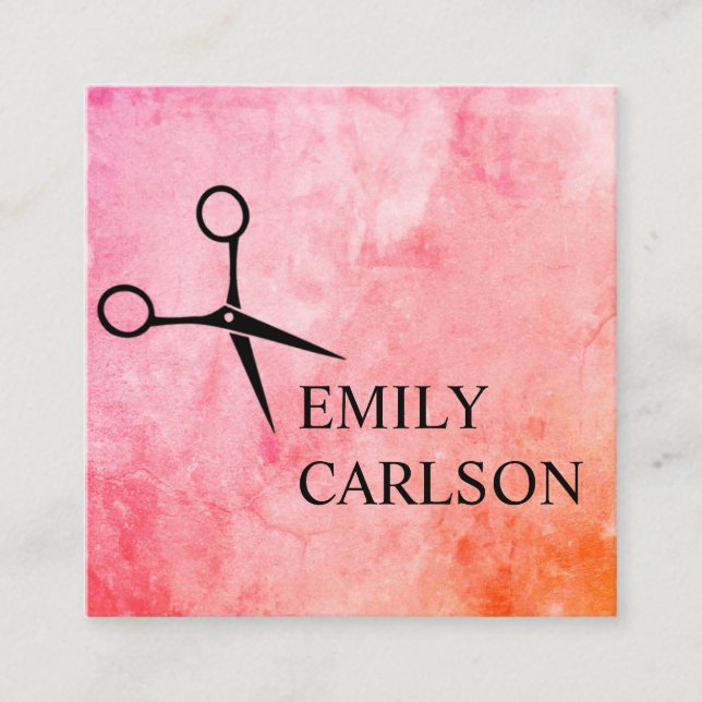 Chic Hair Stylist Square Business Card (Front)