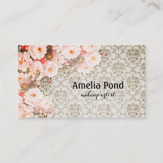 chic hairstylist hair stylist makeup artist floral business card (Front)