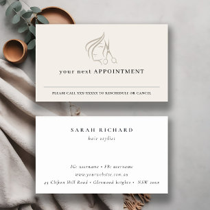 Chic Hairstylist Ivory Hair Scissor Appointment Business Card