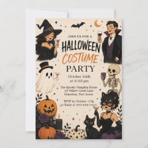 Chic Halloween Costume Party Adult Invitation
