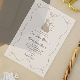 Chic Hand Drawn Black and White Wedding Acrylic Invitations