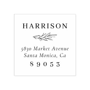 Chic Hand-drawn Branch Family Name Return Address Rubber Stamp